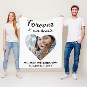 Heart shaped photo Forever in our hearts Fleece Blanket