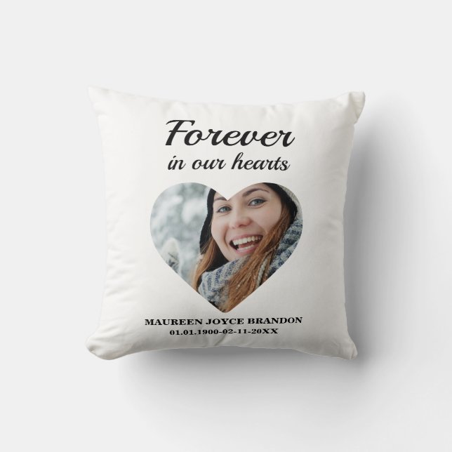 Heart shaped photo Forever in our hearts Throw Pillow (Front)