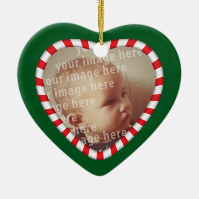 Heart Shaped Photo Frame Ceramic Ornament (Front)