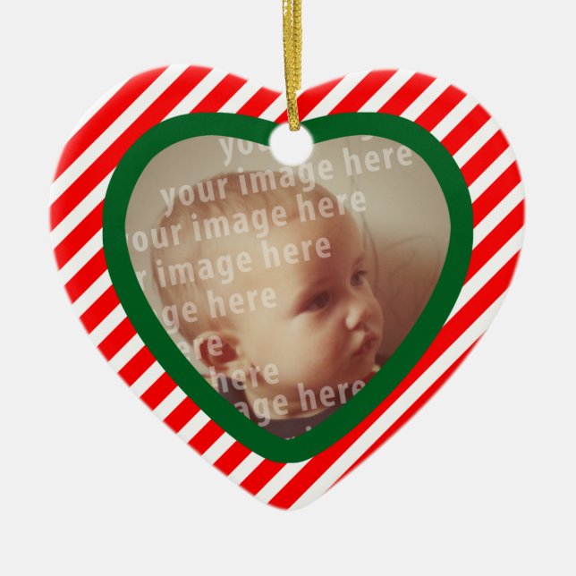 Heart Shaped Photo Frame Ceramic Ornament (Front)