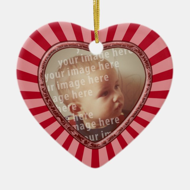 Heart Shaped Photo Frame Ceramic Ornament (Front)