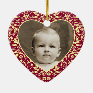 Heart Shaped Photo Frame Floral Ceramic Ornament