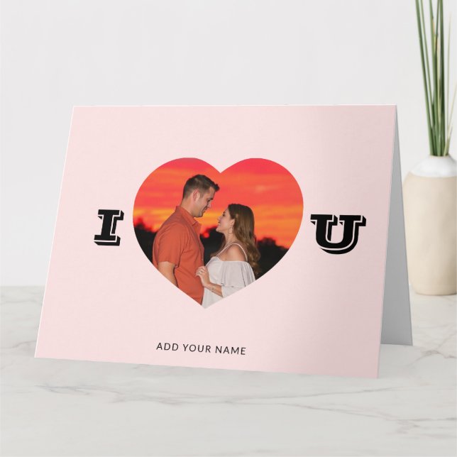 Heart Shaped Photo Modern Minimalist Valentine’s  Card (Front)