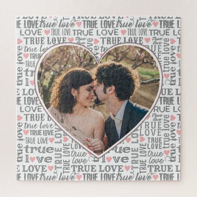 Heart Shaped Photo True Love Valentines or Wedding Jigsaw Puzzle (Vertical)