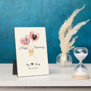Heart-shaped Photos on Red Balloons Anniversary  Plaque