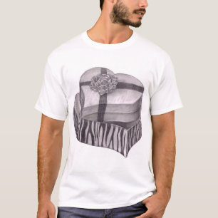 Heart Shaped Pink Box, Red Ribbon, Zebra Pattern T-Shirt