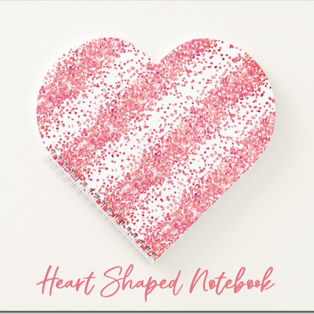 Heart Shaped Pink Glitter Sparkle Spiral Notebook (Heart shaped notebook for the love in your life!  Hearts on every page. Lined or unlined.  By Called)