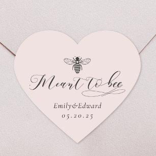 Heart Shaped Pink Meant to Bee Wedding Sticker