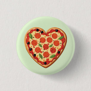 Heart-shaped Pizza 1 Inch Round Button