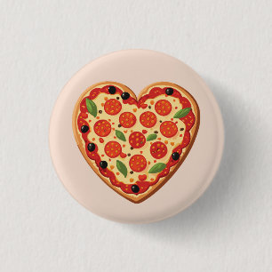 Heart-shaped Pizza 1 Inch Round Button