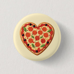 Heart-shaped Pizza 1 Inch Round Button