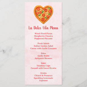 Heart Shaped Pizza Menu Card   Red Checkered