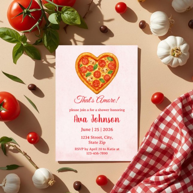 Heart Shaped Pizza Party Shower Invitation (Creator Uploaded)