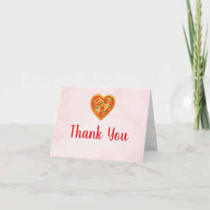 Heart Shaped Pizza Thank You Card   Red Chequered