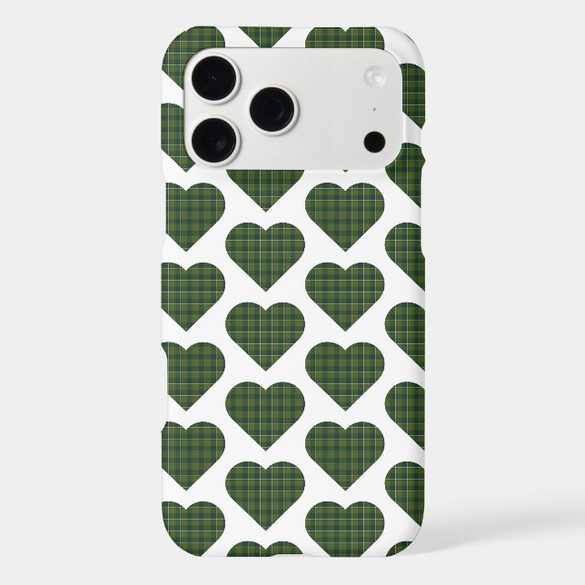 Heart Shaped Plaid Dark Green iPhone Slim Case (Verso)