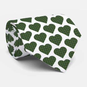 Heart Shaped Plaid Dark Green Neck Tie