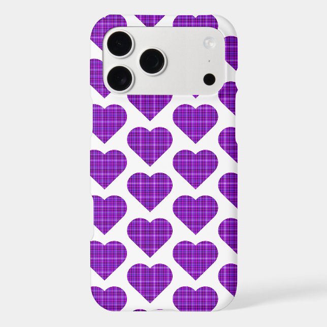 Heart Shaped Plaid Purple Pink iPhone Slim Case (Back)