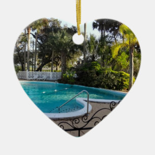 Heart Shaped Pool River Lily Inn - Daytona Beach Ceramic Ornament