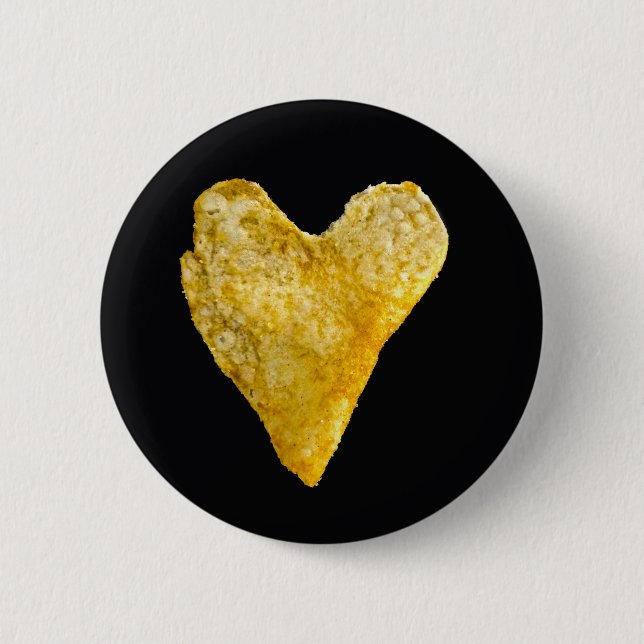Heart Shaped Potato Chip 2 Inch Round Button (Front)