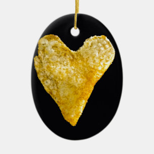 Heart Shaped Potato Chip Ceramic Ornament