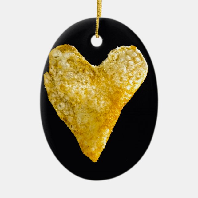 Heart Shaped Potato Chip Ceramic Ornament (Front)