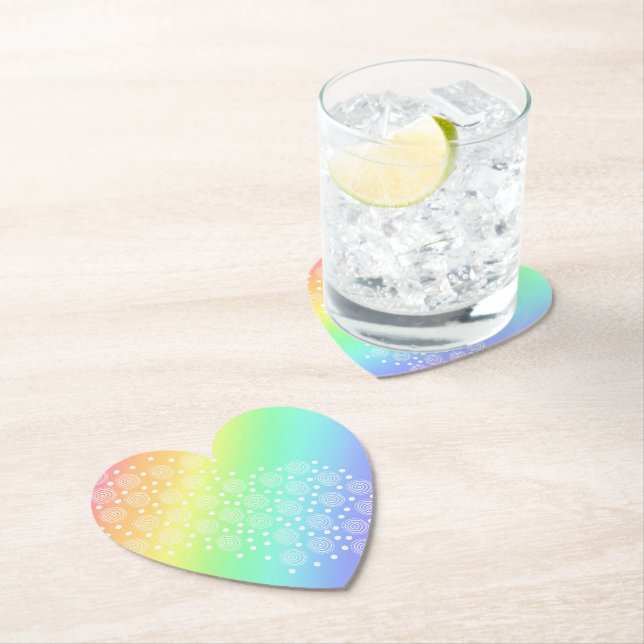Heart-Shaped Rainbow Gradient Paper Coaster (Insitu)