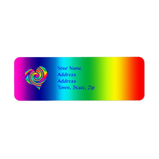Heart Shaped Rainbow Twirl Return Address Label