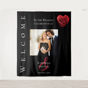 Heart Shaped Red Rose-Photo-Wedding- Tapestry