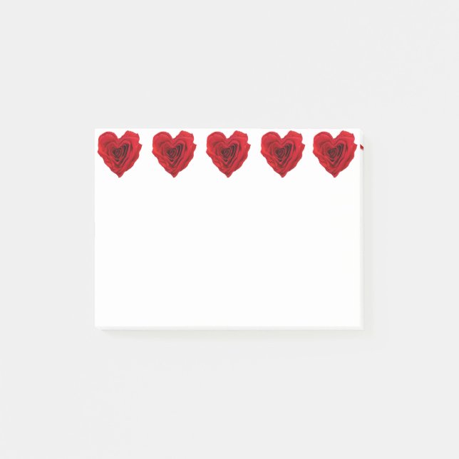 Heart-Shaped Red Rose Post-it Notes (Front)