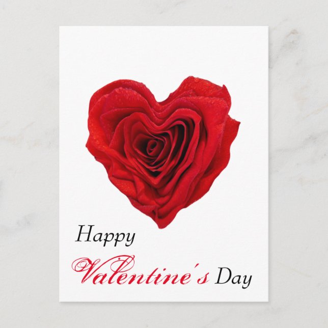 Heart-Shaped Red Rose Valentine's Day Holiday Post (Front)