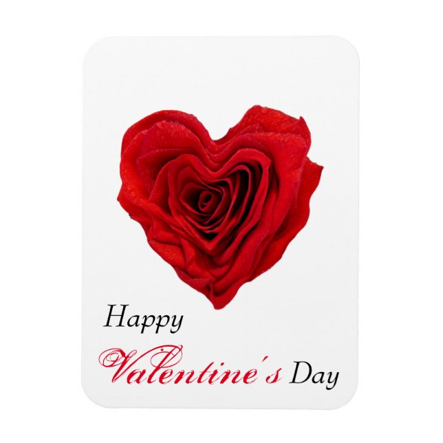 Heart-Shaped Red Rose Valentine's Day Magnet (Vertical)