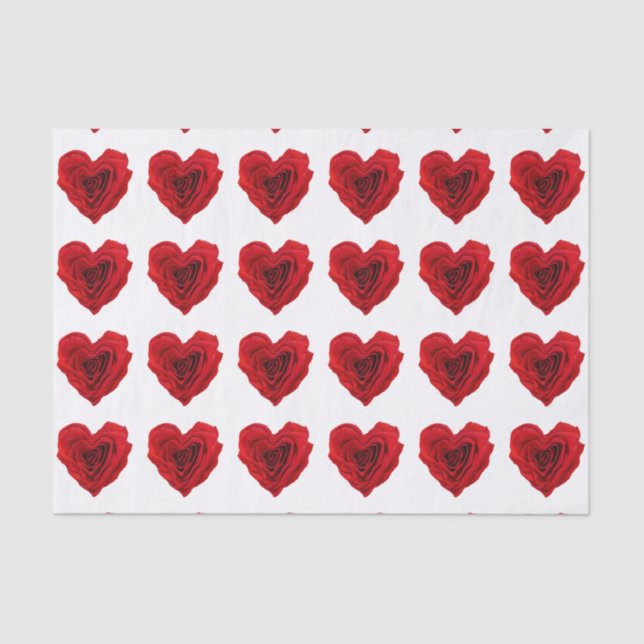 Heart-Shaped Red Rose Valentine's Day Tissue Paper (Front)