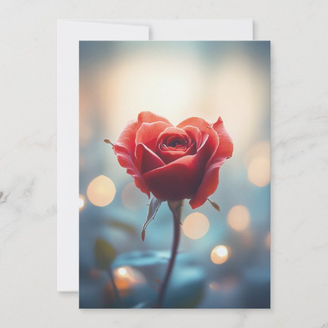 Heart-Shaped Red Rose with Dreamy Bokeh Background Invitation (Front)