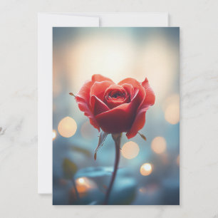 Heart-Shaped Red Rose with Dreamy Bokeh Background Invitation