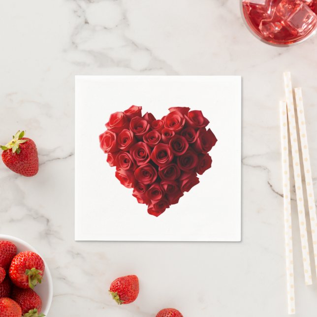 Heart Shaped Red Roses-Wedding- Napkin (Insitu)