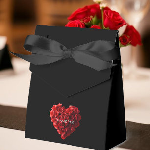 Heart Shaped Red Roses-Wedding Thank you Favor Box