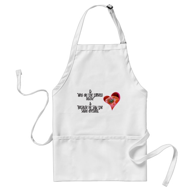 Heart Shaped Red Tomato Jokes Quotes Adult Apron (Front)