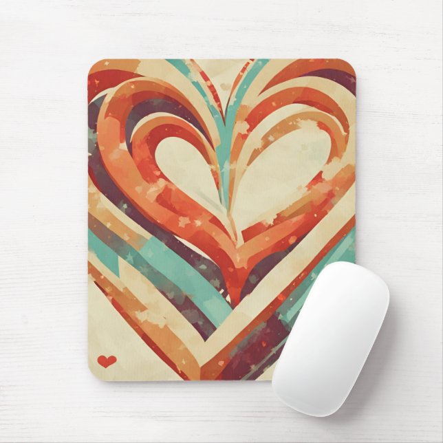 Heart-Shaped Retro Mouse Pad (With Mouse)