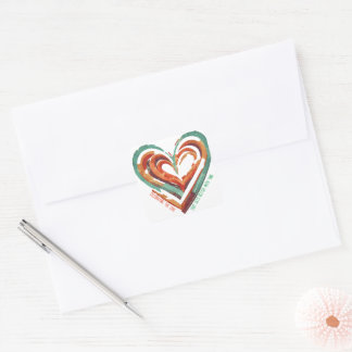 Heart-Shaped Retro Square Sticker