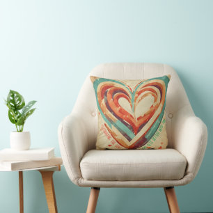 Heart-Shaped Retro Throw Pillow
