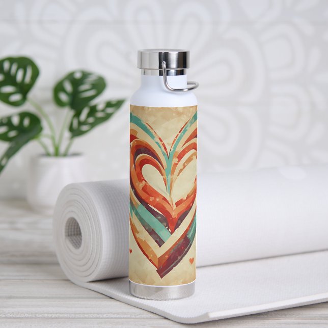 Heart-Shaped Retro Water Bottle (Yoga)