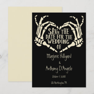 Heart Shaped Skeleton Hands Save the Date STD Invitation