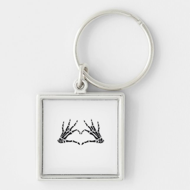 Heart-Shaped Skeleton Hands - Unique Art For Skele Keychain (Front)