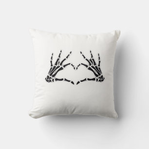 Heart-Shaped Skeleton Hands - Unique Art For Skele Throw Pillow