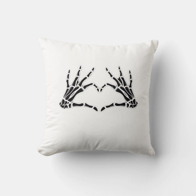 Heart-Shaped Skeleton Hands - Unique Art For Skele Throw Pillow (Front)