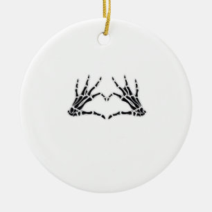 Heart Shaped Skeleton Hands Unique Art Vintage Ceramic Ornament