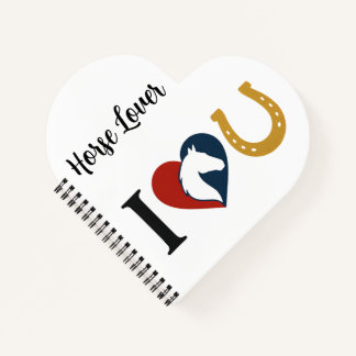 Heart Shaped Spiral Bound Notebook for Horse Lover