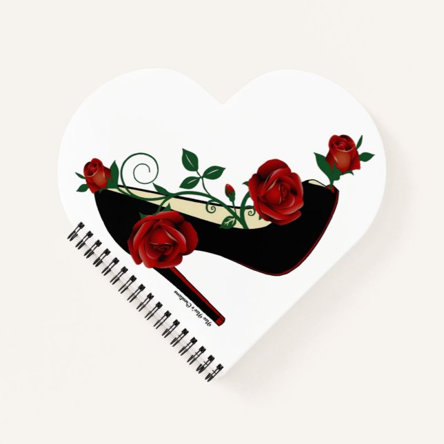 Heart Shaped Spiral Notebook - Stiletto Rose (Front)