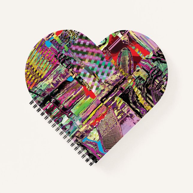 Heart Shaped Spiral Notebook – Urban Fractals (Front)