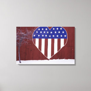Heart-Shaped Stars and Stripes Canvas Print